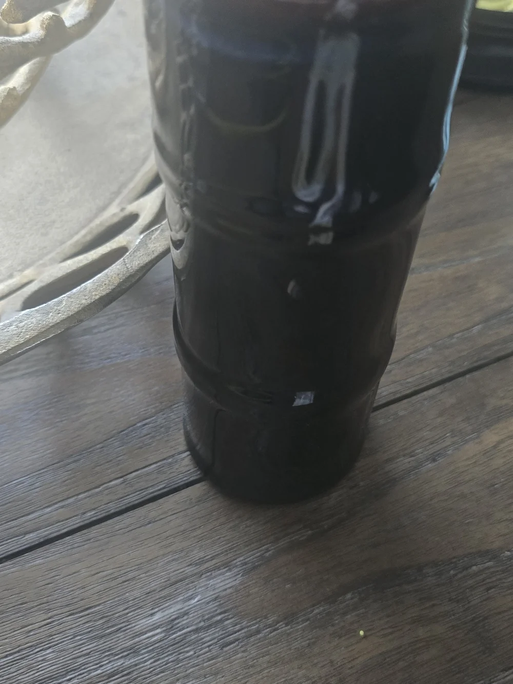 Libbey- Glossy Black Ceramic Bamboo-Style Vase